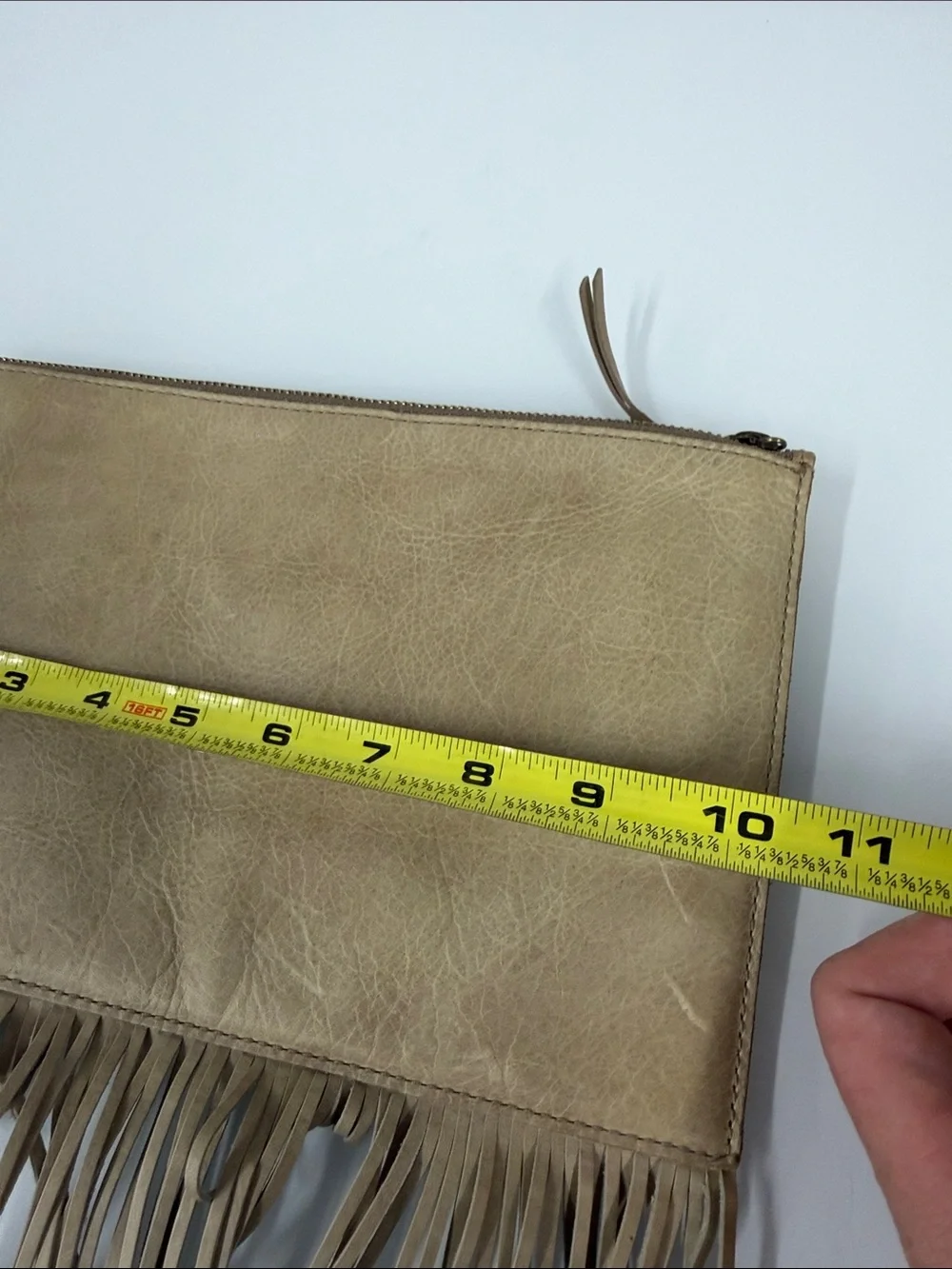 Madewell Tan leather Fringe Zip Clutch